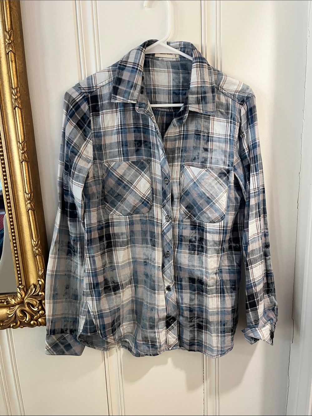 Bella Dahl Blue and White Plaid Button-Down Shirt